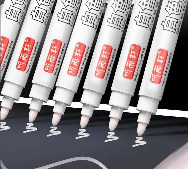 Haile For Metal White Oily Markers Waterproof Permanent Plastic Gel Pen Writing Drawing DIY Graffiti Stationery Notebook