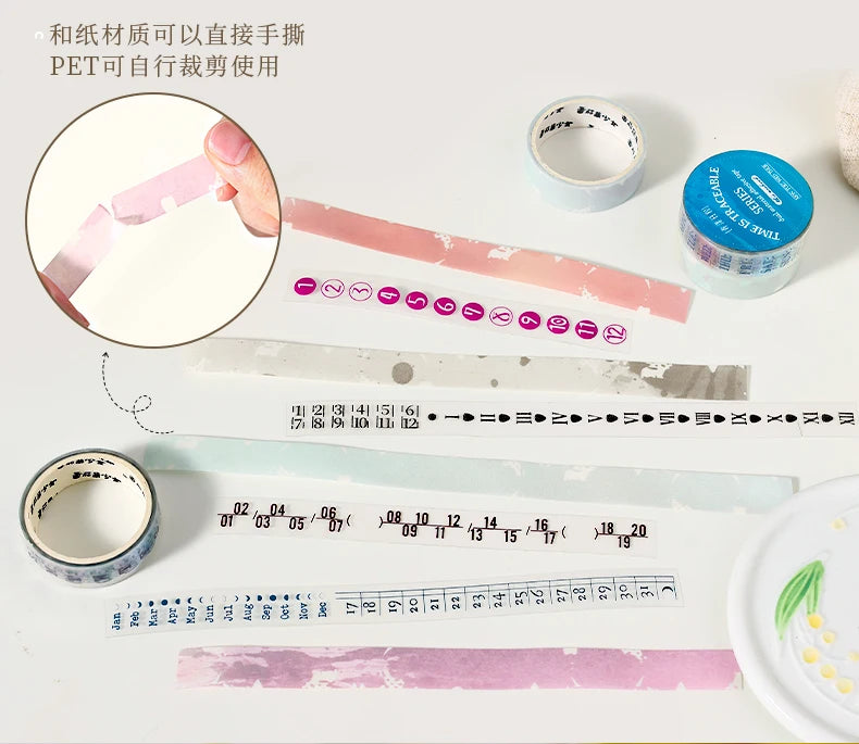 Journal GO 1.2x200cm Time Can Be Traced Tape Weekly Date Plan Tape Timeline Masking Tapes Planning Tape Scrapbooking Sticker