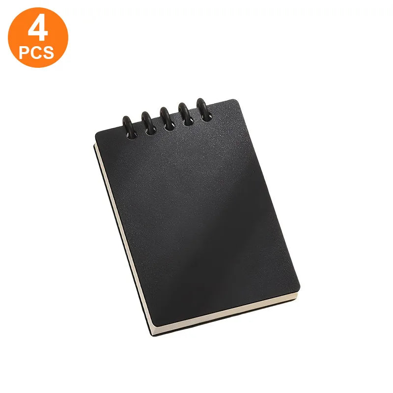 4pcs A7 loose leaf notebooks, 80 pages per book, Thick Inner Pages, Hot Stamping Buckle, black, white