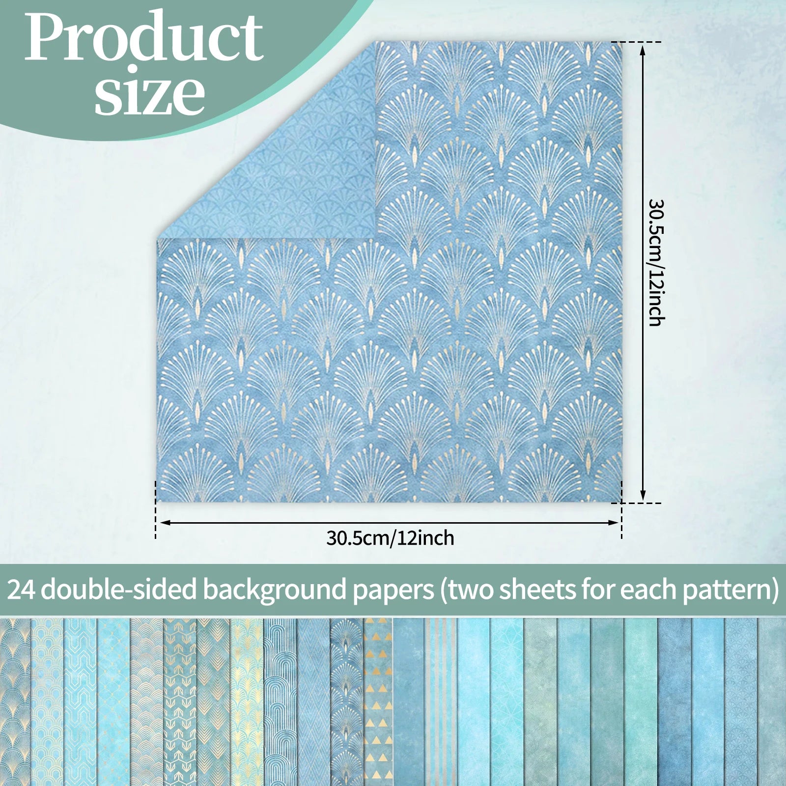 24 Sheets Double Sided Scrapbook Paper 12x12 Inch Decorative Craft Paper Decorative Scrapbooking Papers for Handbook Card Making