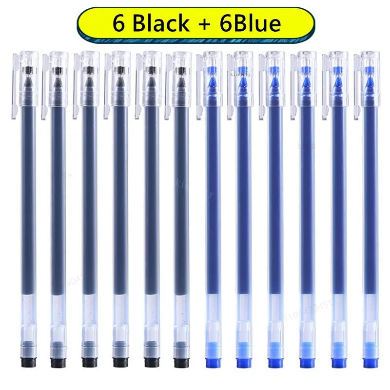 12 PCS Large capacity 0.5mm Gel pens no refill Stationery Smooth writing Fast dry ballpoint pen for school&office Supplies