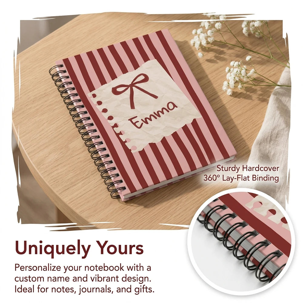 1pc Custom Name Spiral Notebook,Lined Inner Pages,Back To School,Birthday Present,Teen Girls,Students,Class Notes,Daily Diary