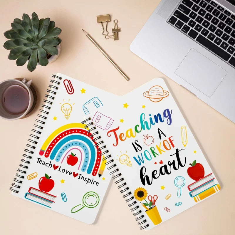 2 Pcs A5 Teacher Spiral Notebooks, Teacher Appreciation Notebooks, Hardcover Journals, Writing Notebooks, School Office Supplies