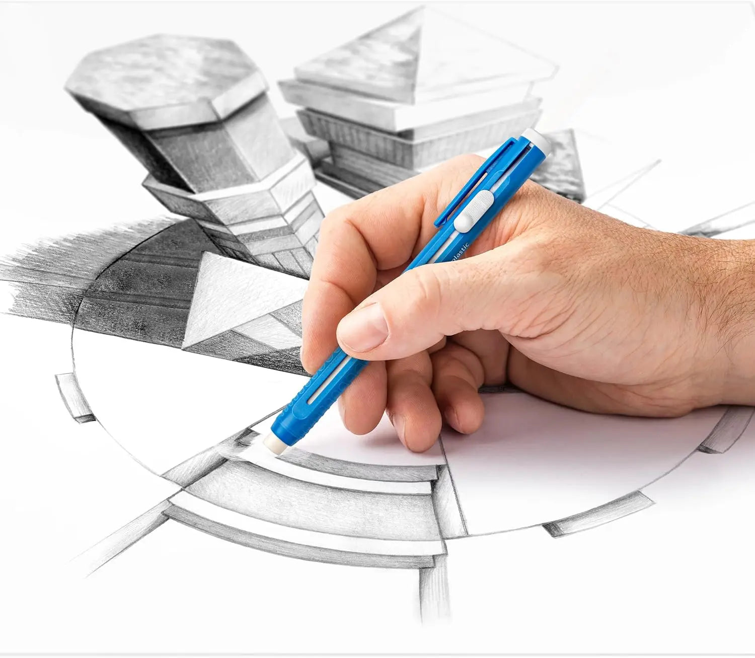 STAEDTLER Mars Plastic Eraser Pen with Refillable Holder,Smudge-Free & Tear-Free Precision, Retractable Design with Clip, Blue