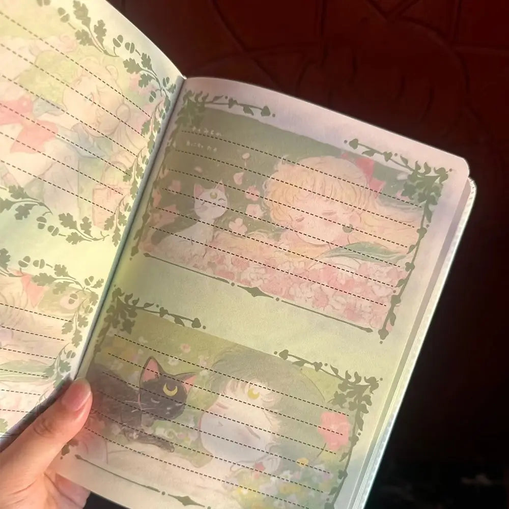 Beautiful Girl In Spring, Leather Notebook, Cute And Sweet Diary, Colorful Inner Pages, Dreamy Notebook, Student Record