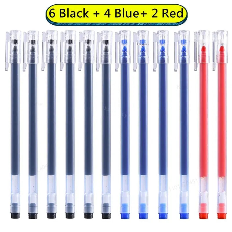12 PCS Large capacity 0.5mm Gel pens no refill Stationery Smooth writing Fast dry ballpoint pen for school&office Supplies