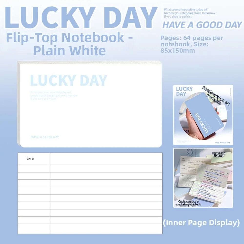 64 Pages Mini Notebook Hard Cover Horizontal Diary Book Flip Up Pocket Notebook