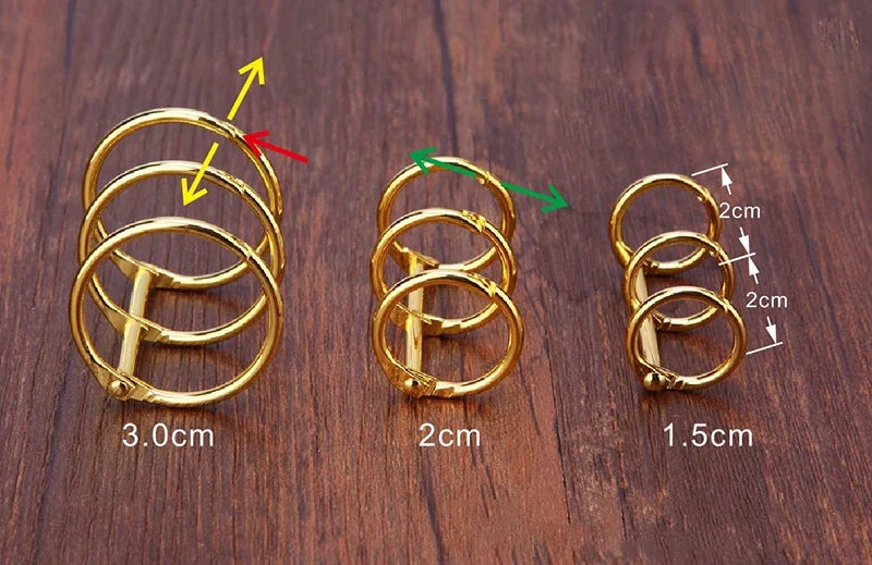 2PCS Ring Binder Clips Detachable Buckle Loose-leaf Binder 3 Rings Metal Binding Clips Office School Supplies