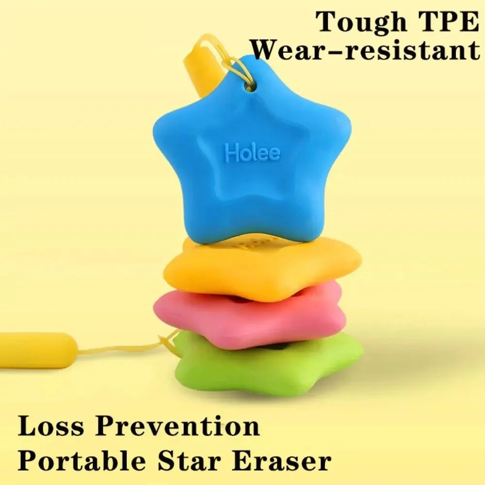 New Cute Star Erasers Set Anti Lost Lanyard School Stationery Durable Office Supplies Efficient Pencil Sketch Correction Rubber
