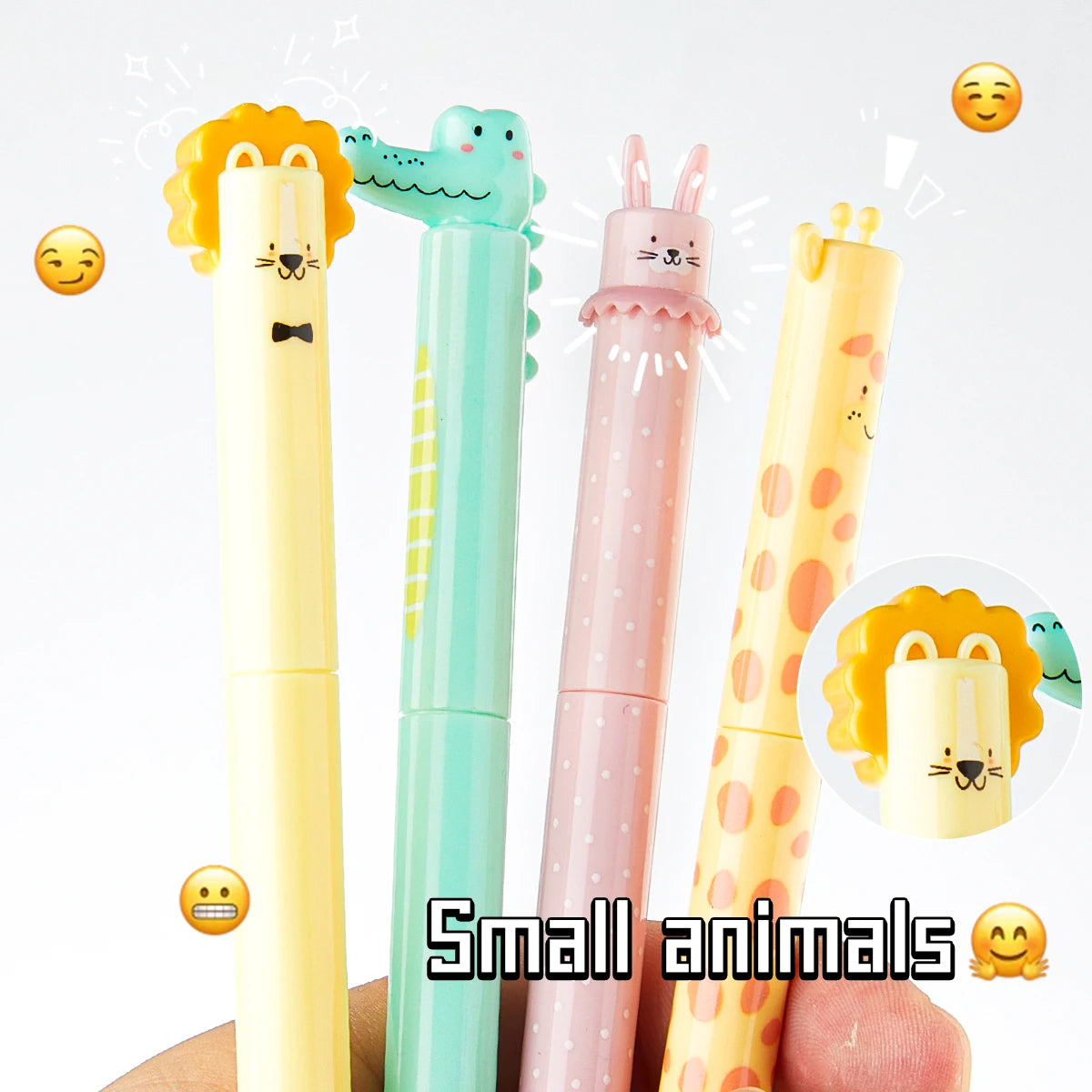 4pcs Zoo Animal Theme Blue Ink Erasable Gel Pens 0.5mm, Smooth Writing for School, Office, Journals, Back-to-School Supplies