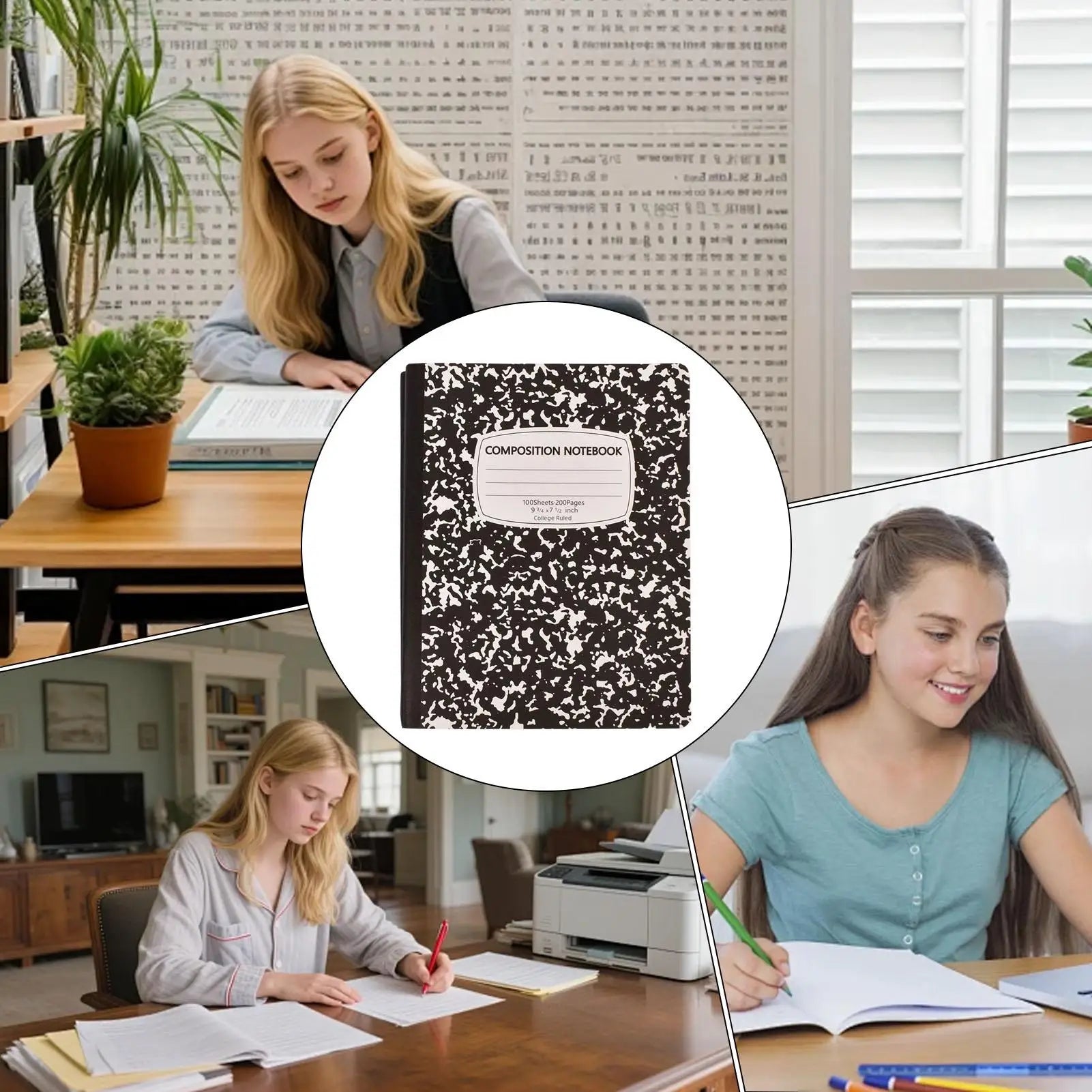 Composition Notebook College Ruled 100 Sheets Abstract Marble Cover Thick Paper 10.2x7.2in Lined Paper Notebook For School