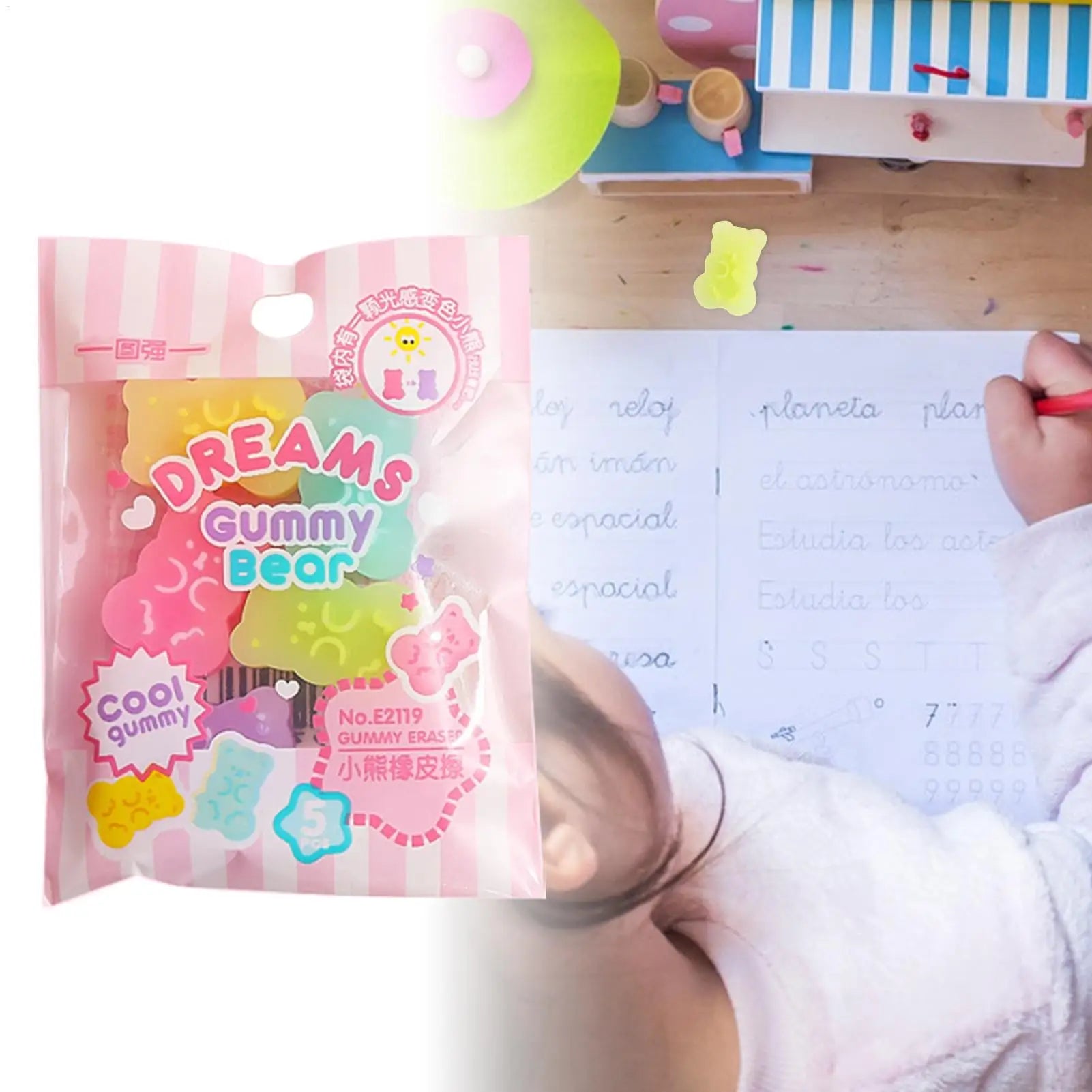 Animal Erasers 5Pcs/set Interactive Stationery Desk Decoration Eraser Pets Bear Shape for Students Children Carnival Party Favor