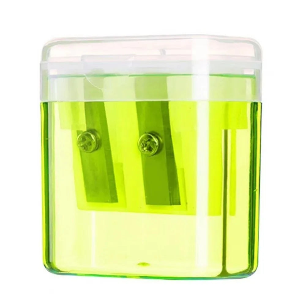 High Quality Dual Holes Pencil Sharpeners With Lid Plastic Pen Sharpener Handheld Pencil Sharpening Tool School Office Supplies
