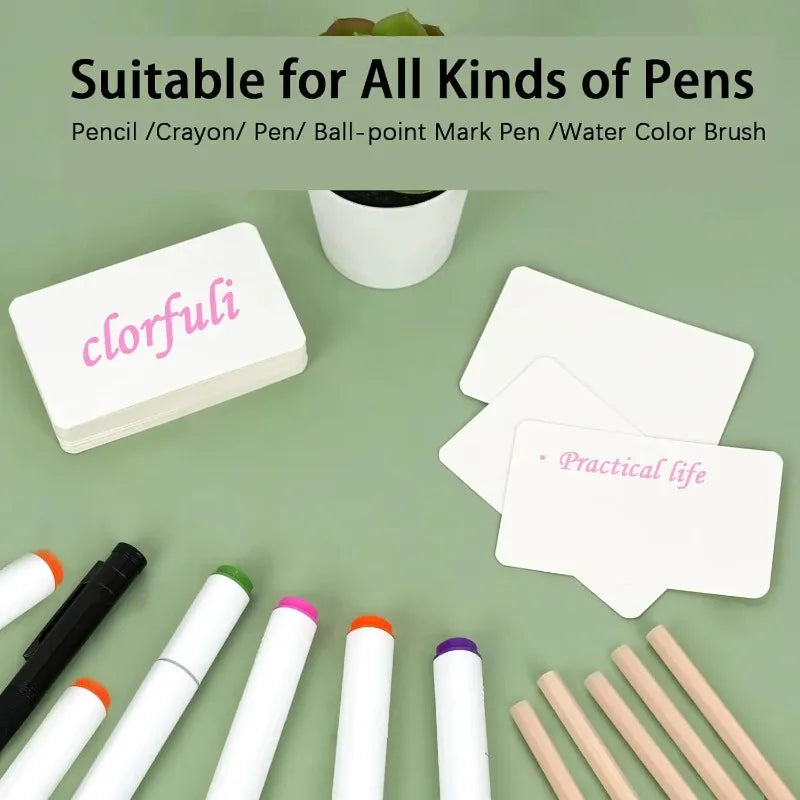 Blank Flash Cards 50/100PCS, DIY White Cardstock Postcards for Graffiti Bookmarks, Message Note Index Cards