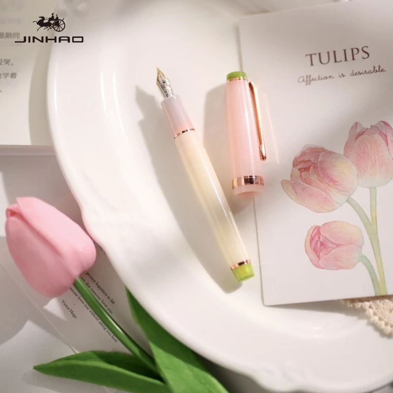 2026 Limited Edition Sakura Pink! JINHAO 82 Plus Fountain Pen Rose Clip Rose Scarf Pattern Nib School Office Supplies Stationery