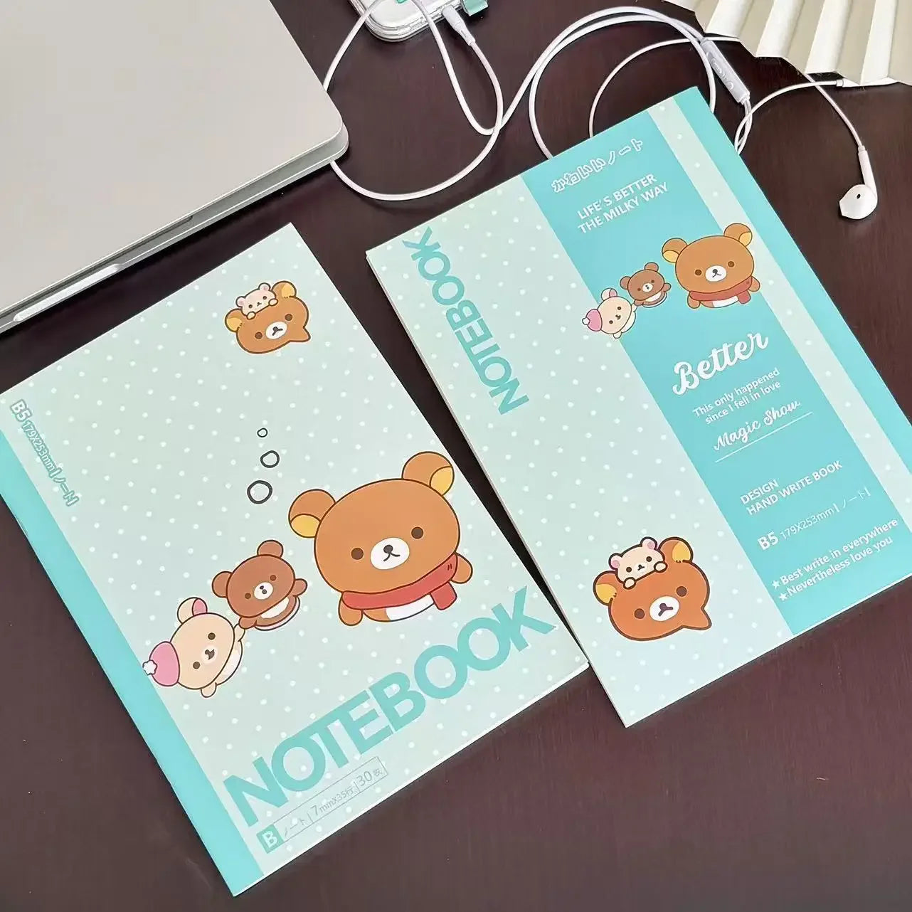 Kawaii Rilakkuma Bear Lined Notebook Cute Aesthetic Diary Planner Student School Writing Stationery Gift For Girls
