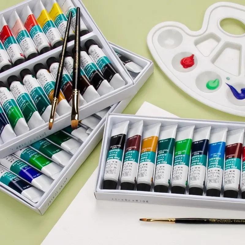 WINSOR&NEWTON Acrylic Paint Set 12/36 Colors Craft Paint for Fabric/Clothing/Nail/Canvas/Rock Painting Drawing Set Art Supplies