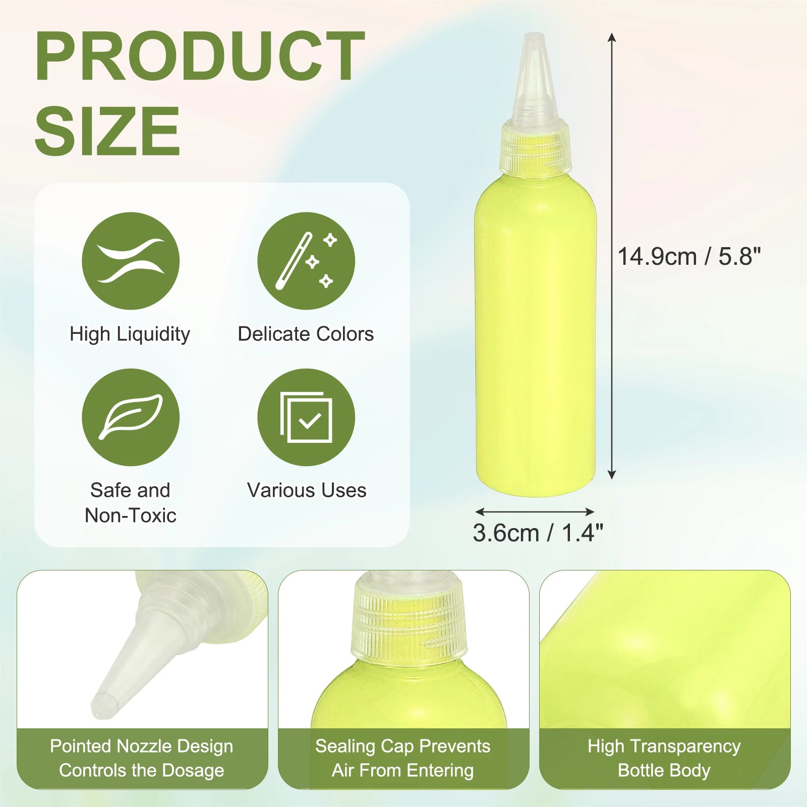 Acrylic Ink 100ml/3.4oz High Flow Fast Drying Professional Colors Acrylic Paint Ink for Painting Canvas Wood Rocks Craft Drawing