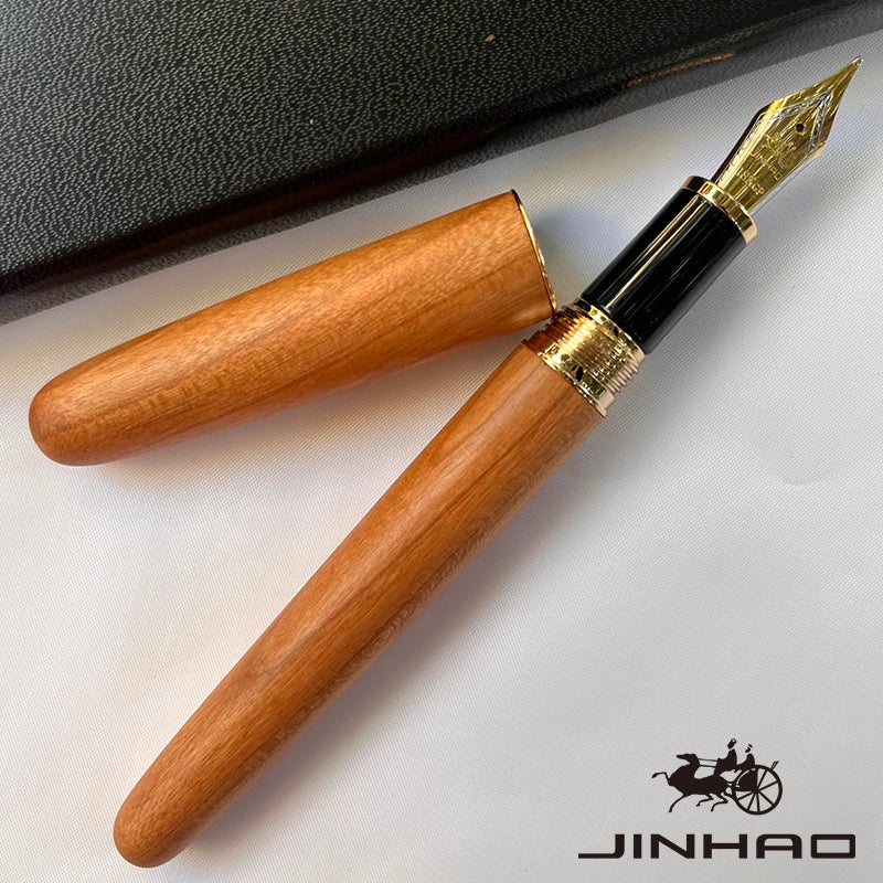 1 PCS JINHAO 9036 Vintage Natural Wood Medium Nib Handmade Fountain Ink Pen