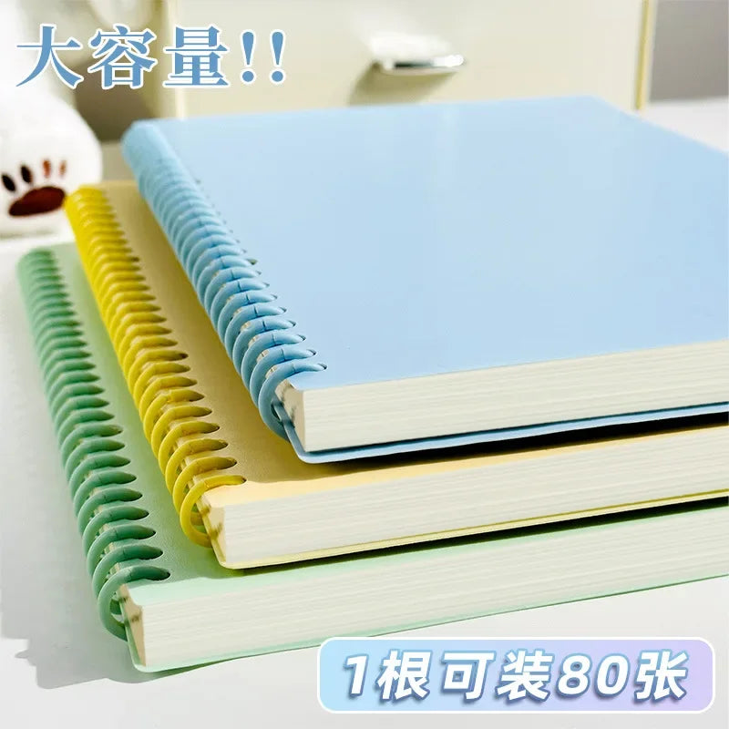 Macaron Loose Leaf Notebook 60 Sheets Detachable Coil Binder A4/A5/B5 Replaceable Journal for School