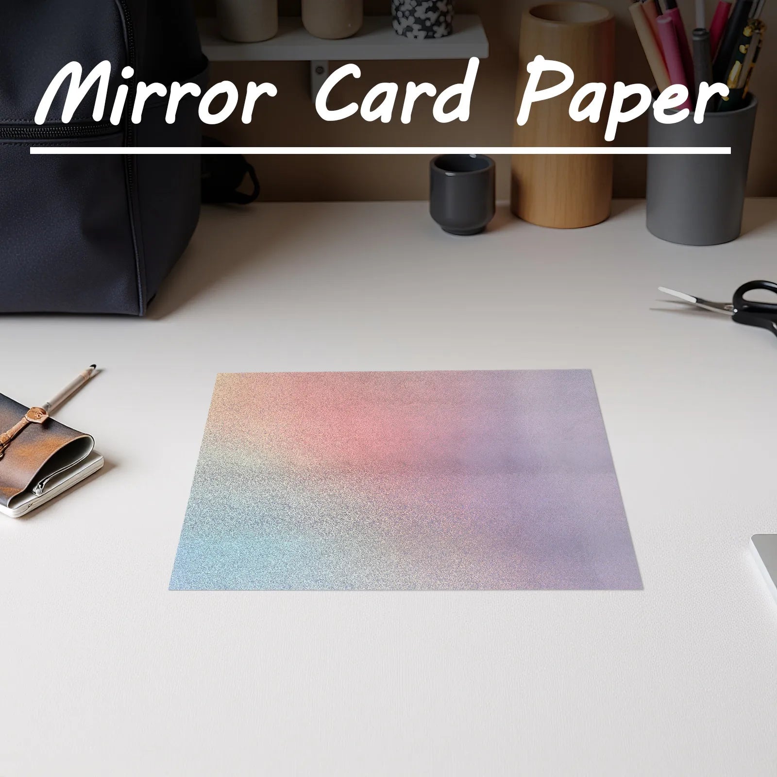 50Pcs Sparkle Holographic Cardstock Paper Thick Mirror Surface for Crafting Cards Scrapbooking DIY Decorations Stationery