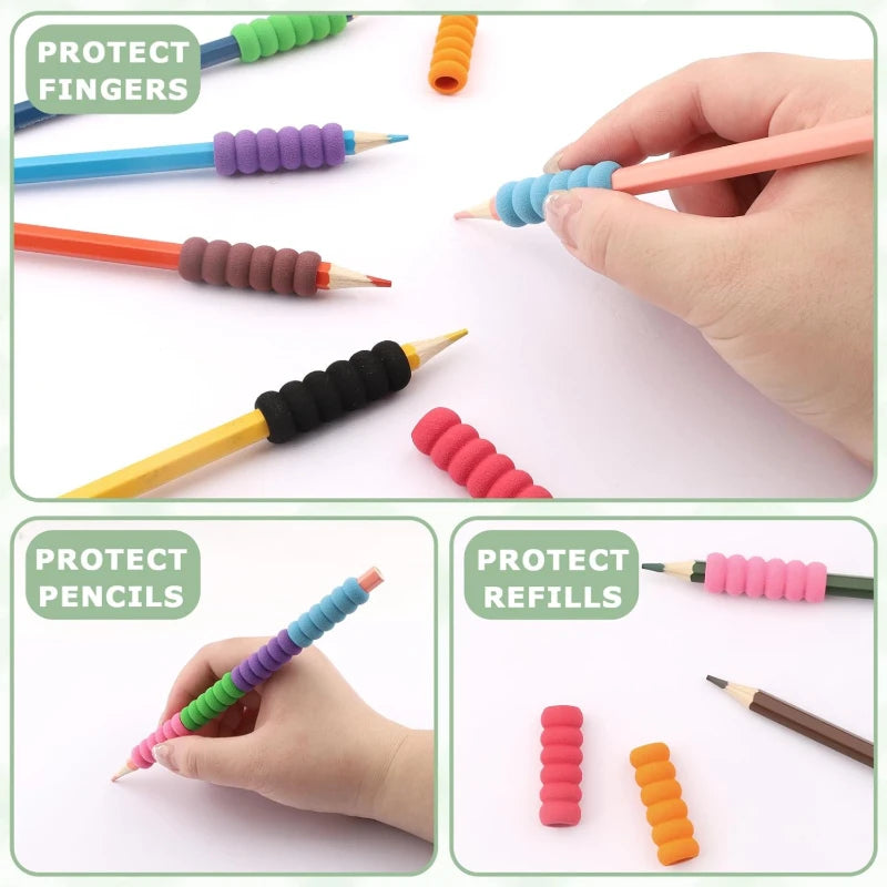 18Pcs Foam Pencil Grips 9 Mixed Colors 2pcs Each Soft Cushioned Writing Holder Ergonomic Comfort Pen Grips for Kids Adults Impro