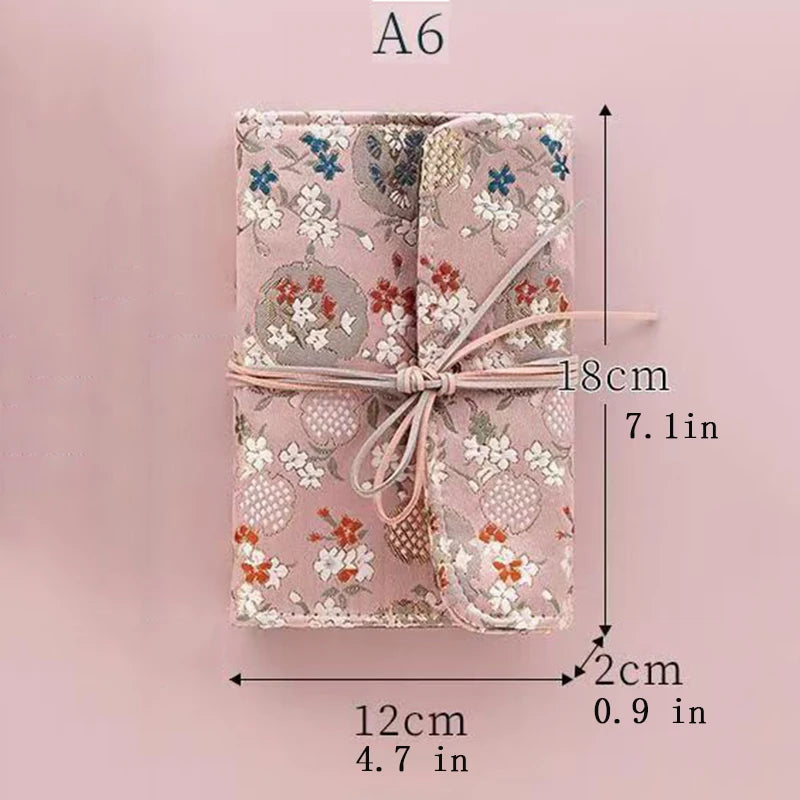Beautiful Notebook for Girls Cloth Cover Retro Chinese Style Loose-leaf Diary Portable Scrapbook Binder Notepad Gift