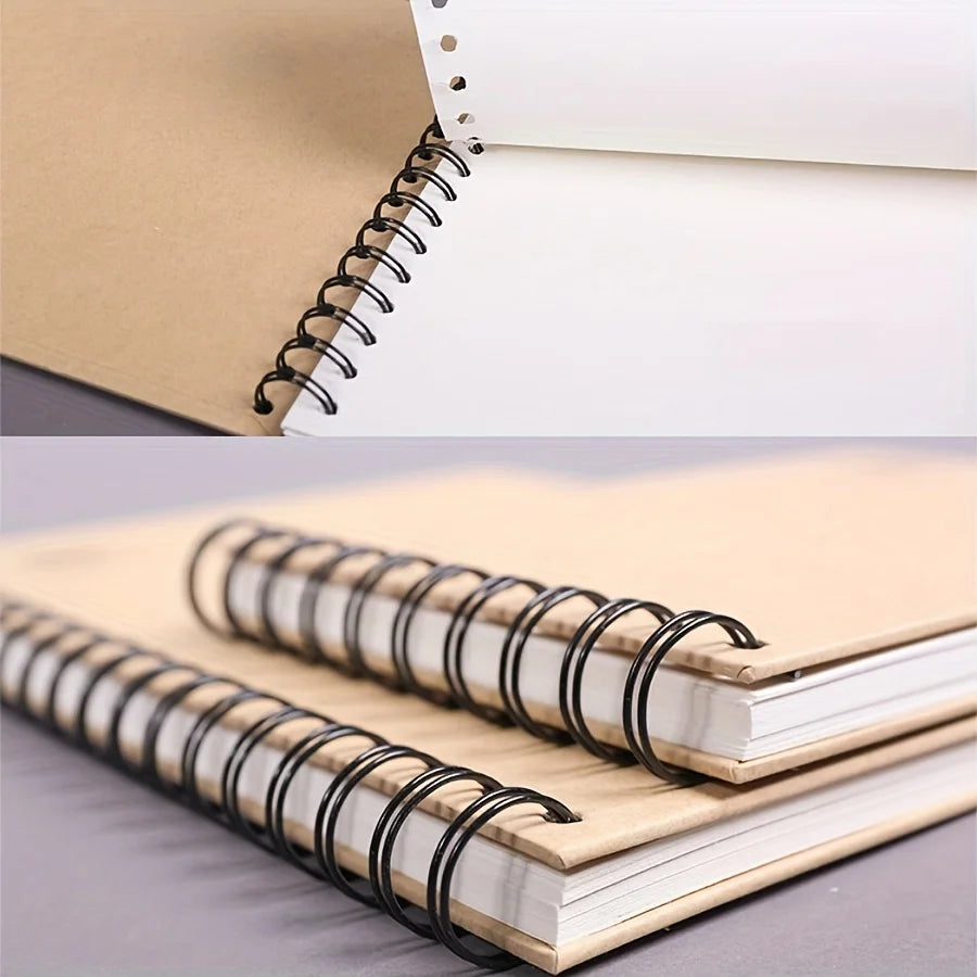 A4/16K/A5/A6 Two Sketchbooks + Two Colored Pencils, Top Spiral Binding, 30 Sheets Each, Perfect for Drawing Kits, Writing Artist