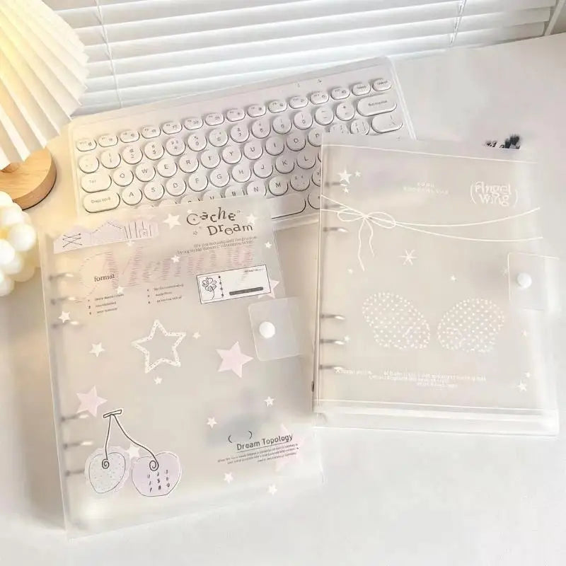 Ins Style Ring Binder Notebook, Scrub PP Cover Loose‑Leaf Journal Planner with Removable Inner Core School Organization Notepad