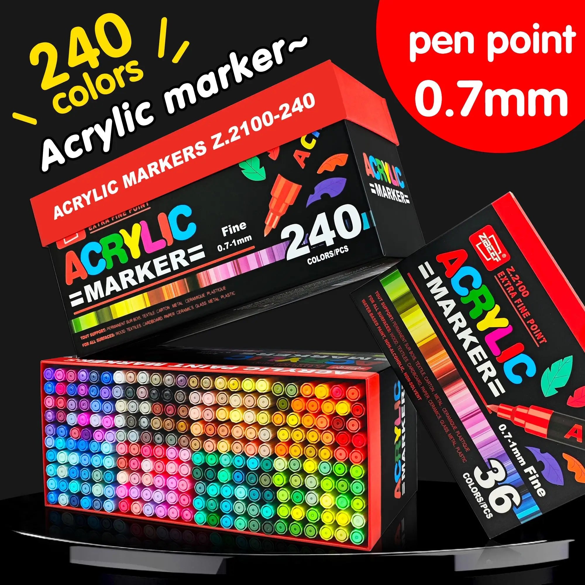 36-240 Acrylic Paint Markers, Waterproof and Highly Saturated, Are Suitable for DIY Art Supplies for Painting on Wood, Metal, Plastic, Fabric, Glass, and Ceramics