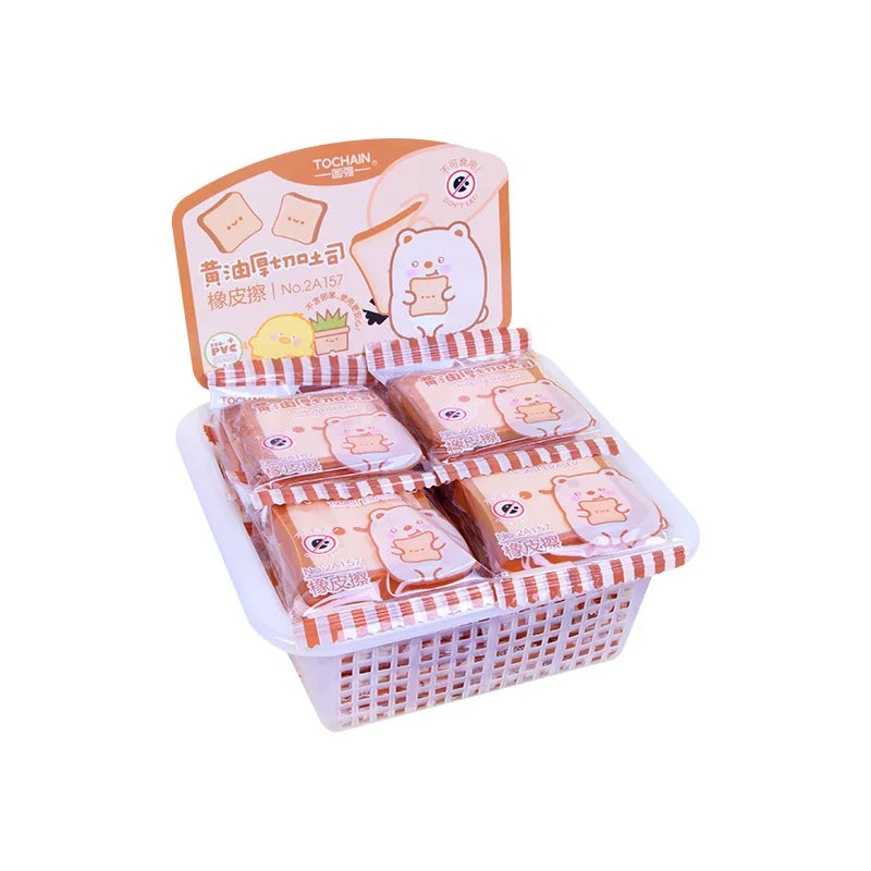 Toast-Shaped Eraser, Creative Design That Looks Like a Rubber Eraser, Students Can Erase Cleanly Without Leaving Marks or Residue