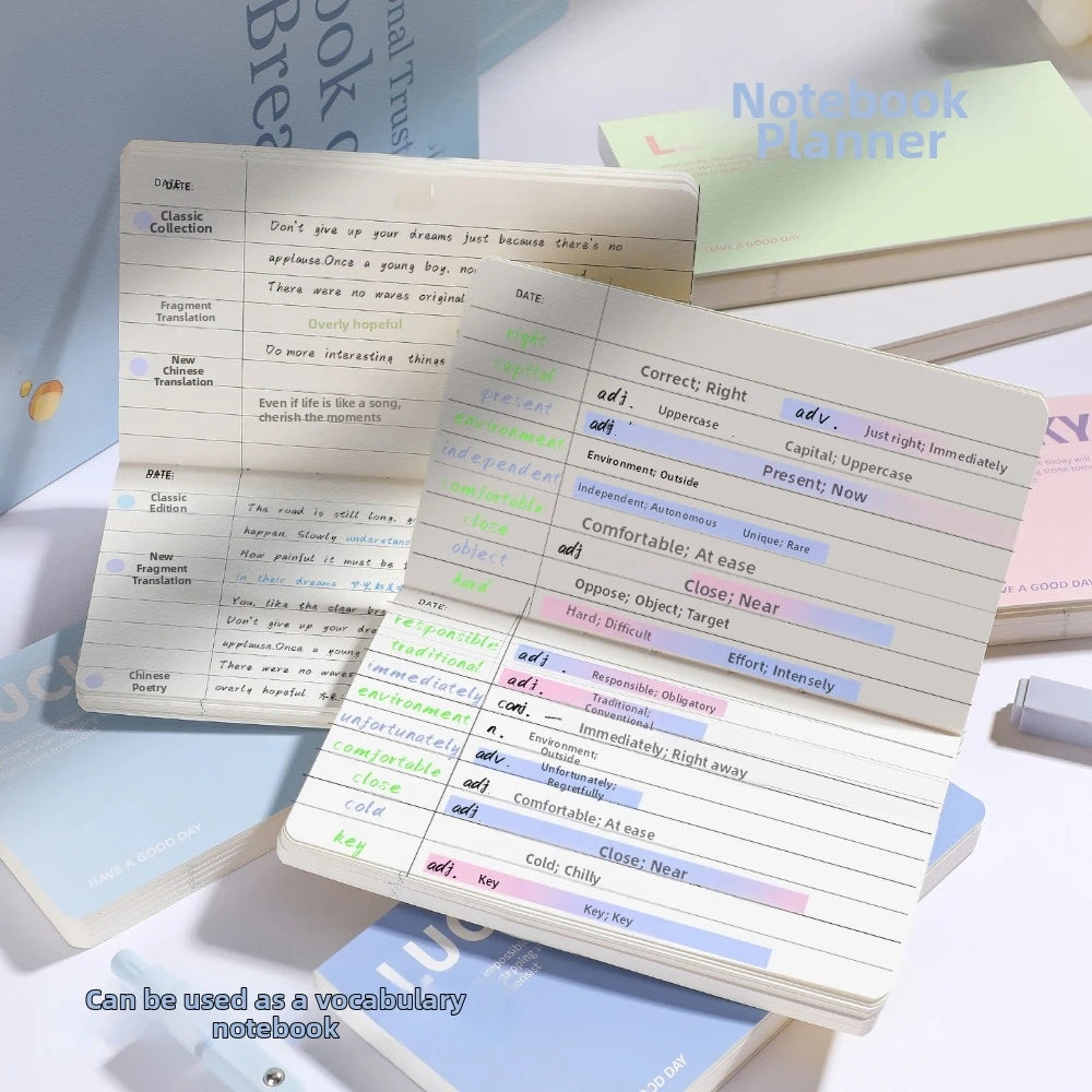 64 Pages Mini Notebook Hard Cover Horizontal Diary Book Flip Up Pocket Notebook