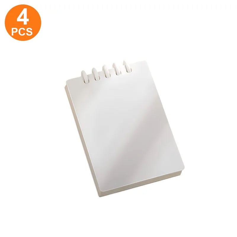 4pcs A7 loose leaf notebooks, 80 pages per book, Thick Inner Pages, Hot Stamping Buckle, black, white