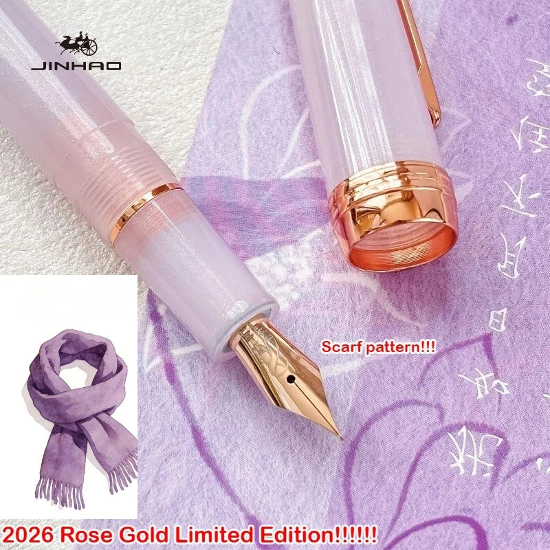 2026 Limited Edition Sakura Pink! JINHAO 82 Plus Fountain Pen Rose Clip Rose Scarf Pattern Nib School Office Supplies Stationery