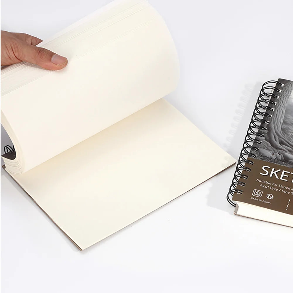 1PC 100-Sheets Sketch Book, Top Spiral Bound Sketch Pad,  (68lb/100gsm), Acid Free Art Sketchbook Artistic Draw