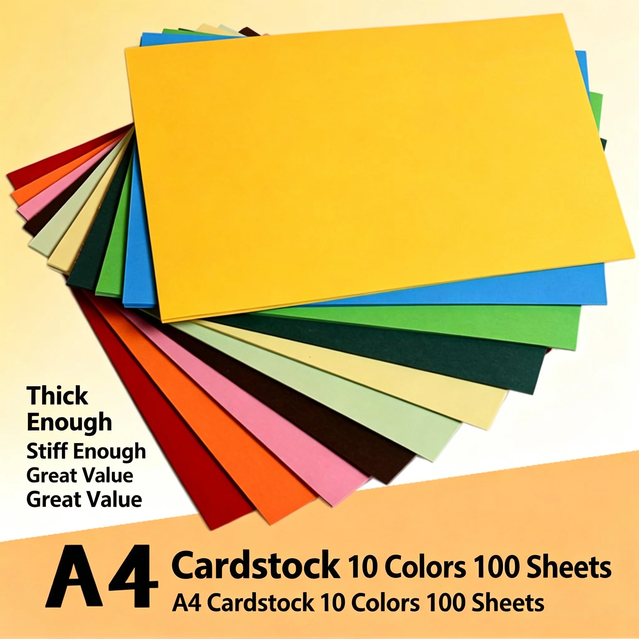 230gsm A4 Colored Hard Cardstock 10 Colors 100 Sheets Thick Craft Paper for Scrapbook, Postcard Label Kids Handmade Art Supplies