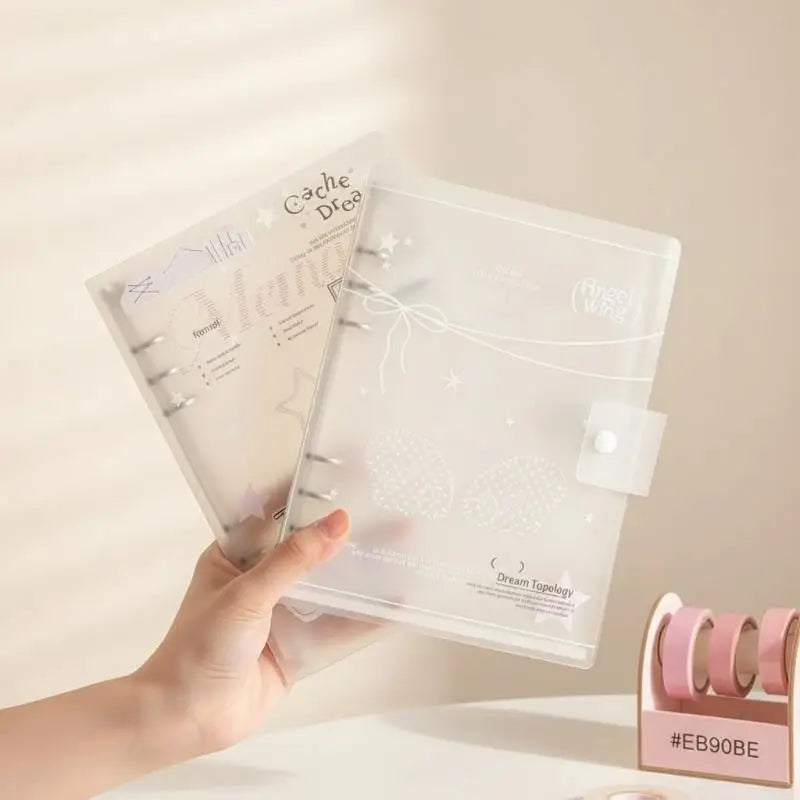 Ins Style Ring Binder Notebook, Scrub PP Cover Loose‑Leaf Journal Planner with Removable Inner Core School Organization Notepad