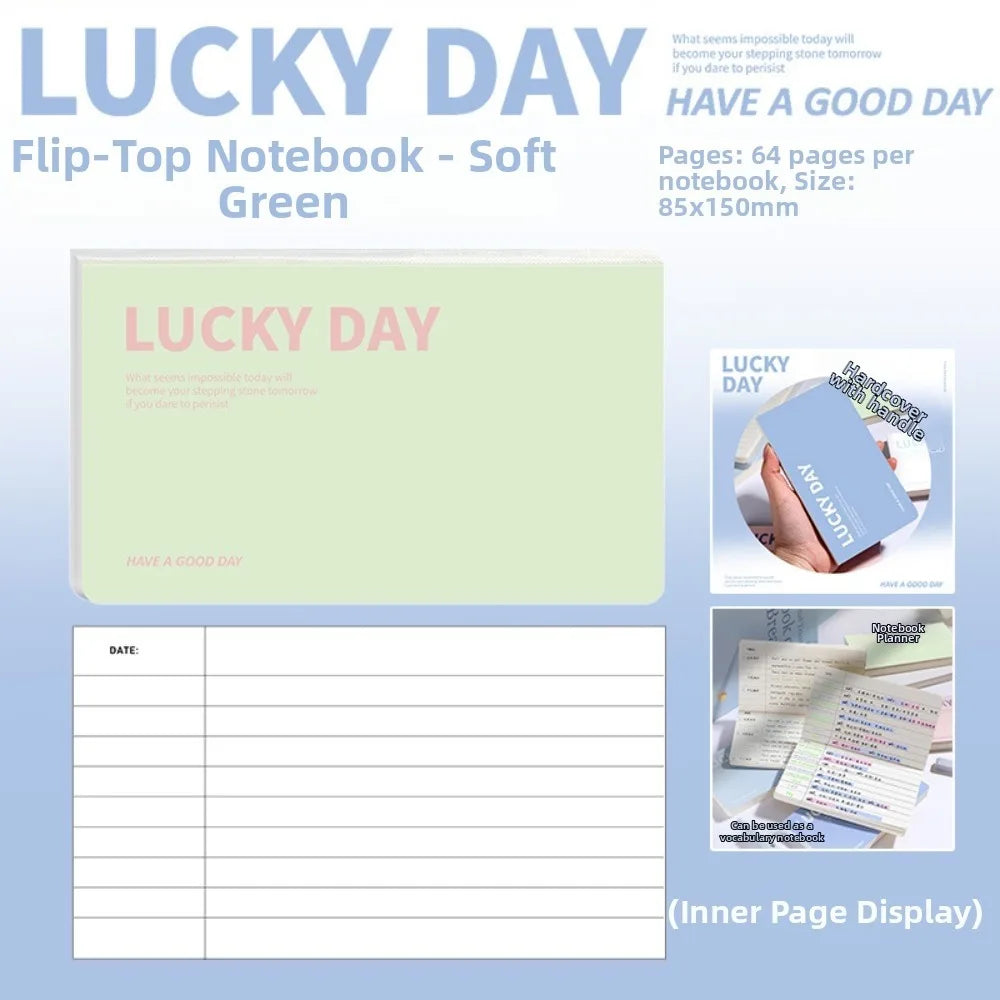 64 Pages Mini Notebook Hard Cover Horizontal Diary Book Flip Up Pocket Notebook