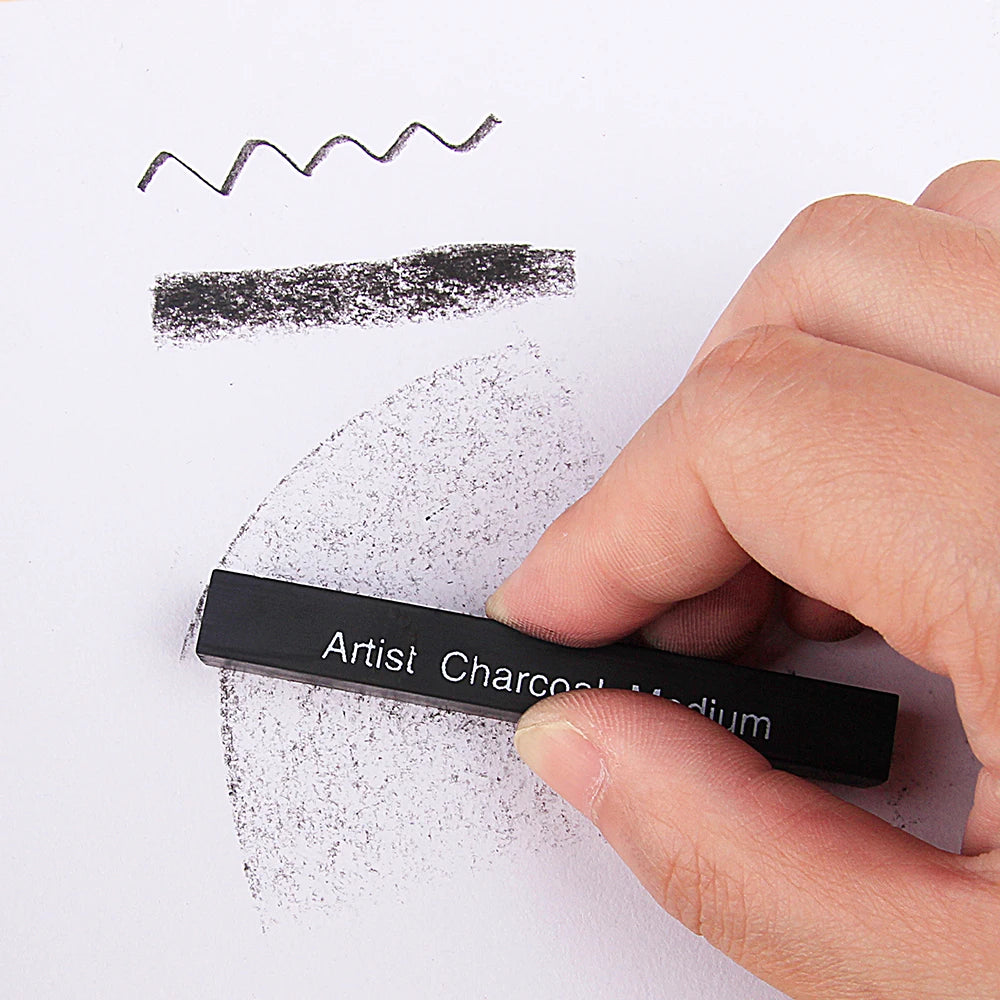 Graphite Sketch Wood Carbon Strip Set, Art Student Painting, Charcoal Pencil, Solid, Wholesale, 6Pcs