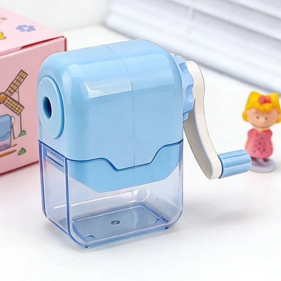 Hand-cranked pencil sharpener for students - automatically feeds the lead and sharpens the pencil. Multi-functional pencil sharp