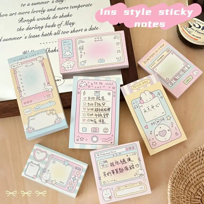 Memo Pad Notebook 100 Sheets Non Adhesive Cute Handwritten Notes for Meeting School Exam Preparation