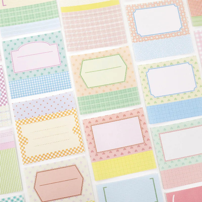 100 Sheets Grid White Kraft Paper Notepad, Pastel Plaid Memo Notes, Self‑adhesive Sticky Notes for Journal Planner School Office