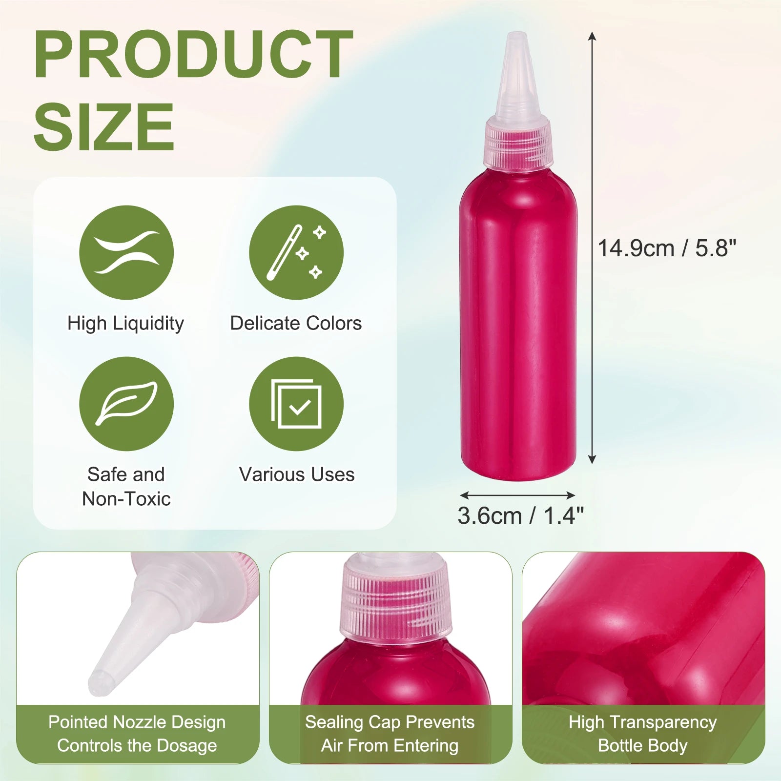 Acrylic Ink 100ml/3.4oz High Flow Fast Drying Professional Colors Acrylic Paint Ink for Painting Canvas Wood Rocks Craft Drawing