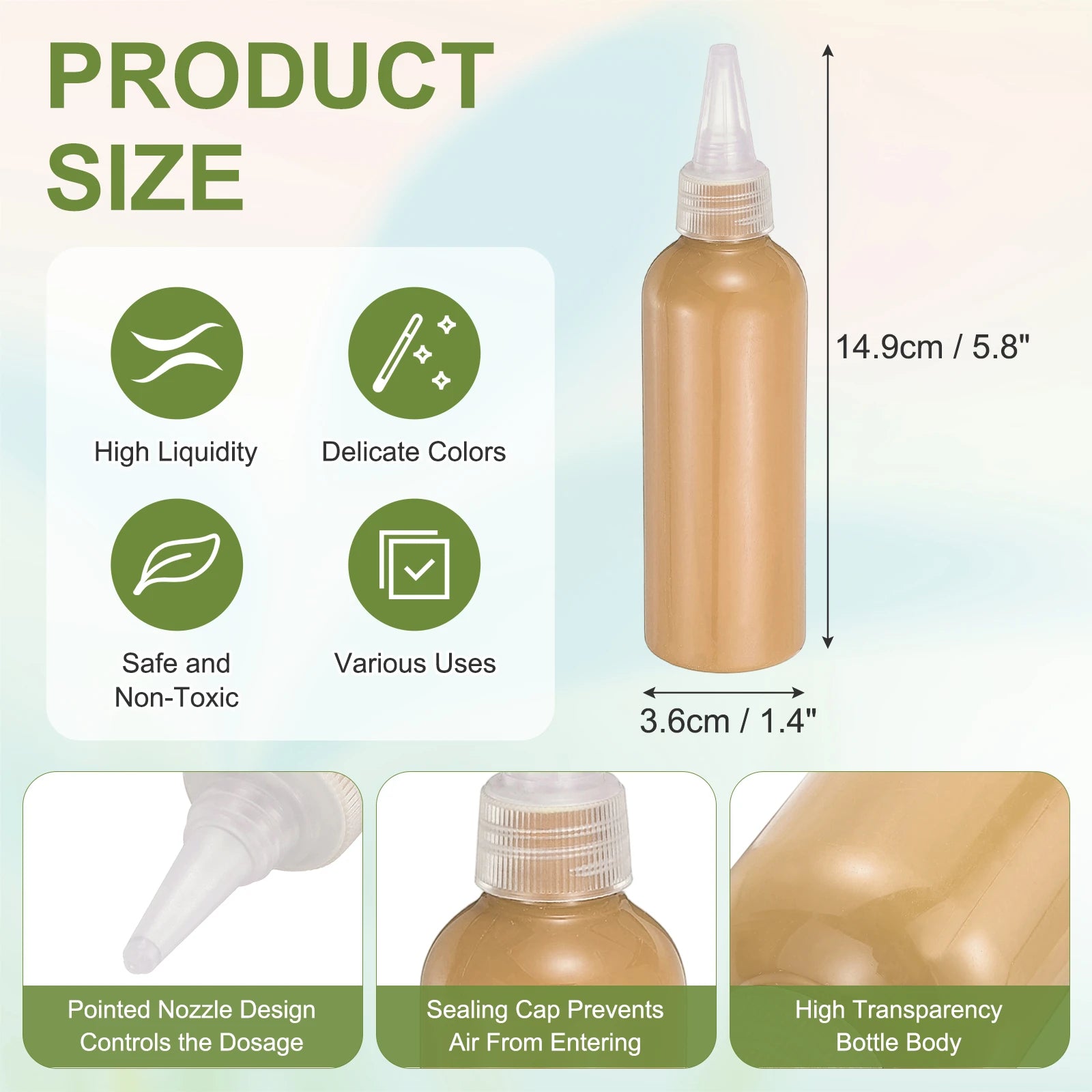 Acrylic Ink 100ml/3.4oz High Flow Fast Drying Professional Colors Acrylic Paint Ink for Painting Canvas Wood Rocks Craft Drawing