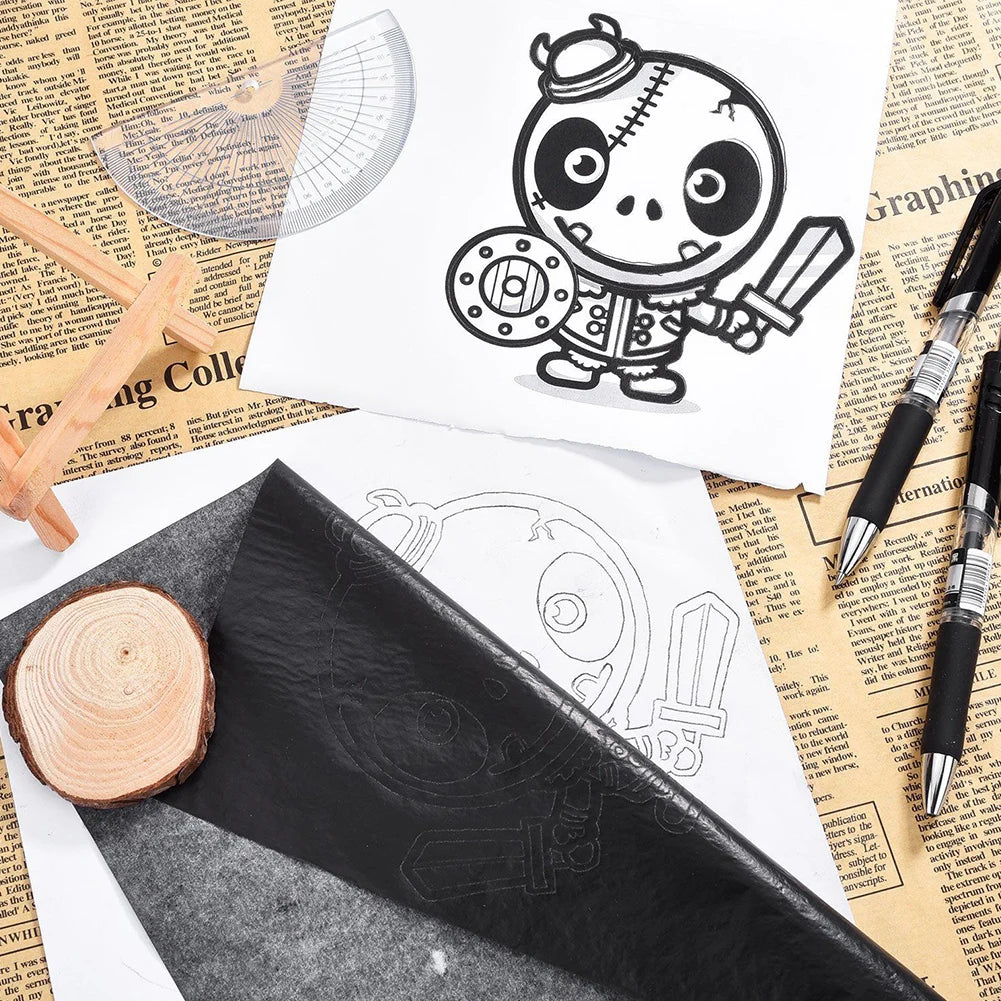 100pcs A4 Carbon Paper Paintings Tracing Copy Carbon Paper DIY Transfer Tracing Painting Sheets Black Blue School Tools