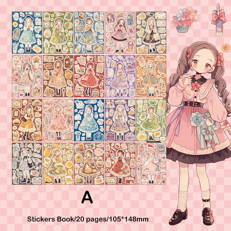 Journamm 20sheets Kawaii Stickers Book DIY Scrapbooking Collage Stationery Decor Junk Journal Cartoon Materials Stickers