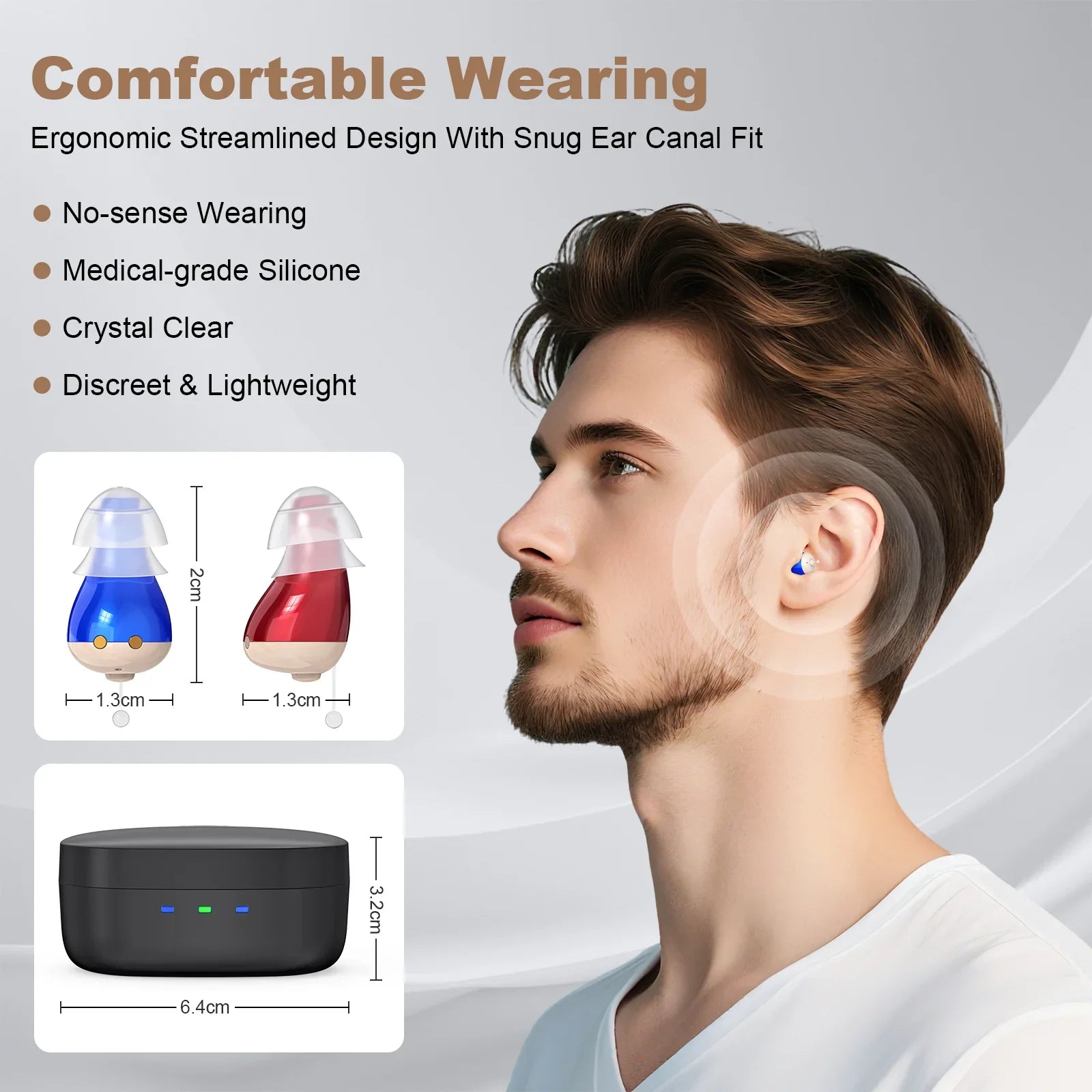 Hearing Amplifiers Earbuds with Noise Reduction, Rechargeable Digital Sound Enhance Headphones, Hearing Aids for Adults.