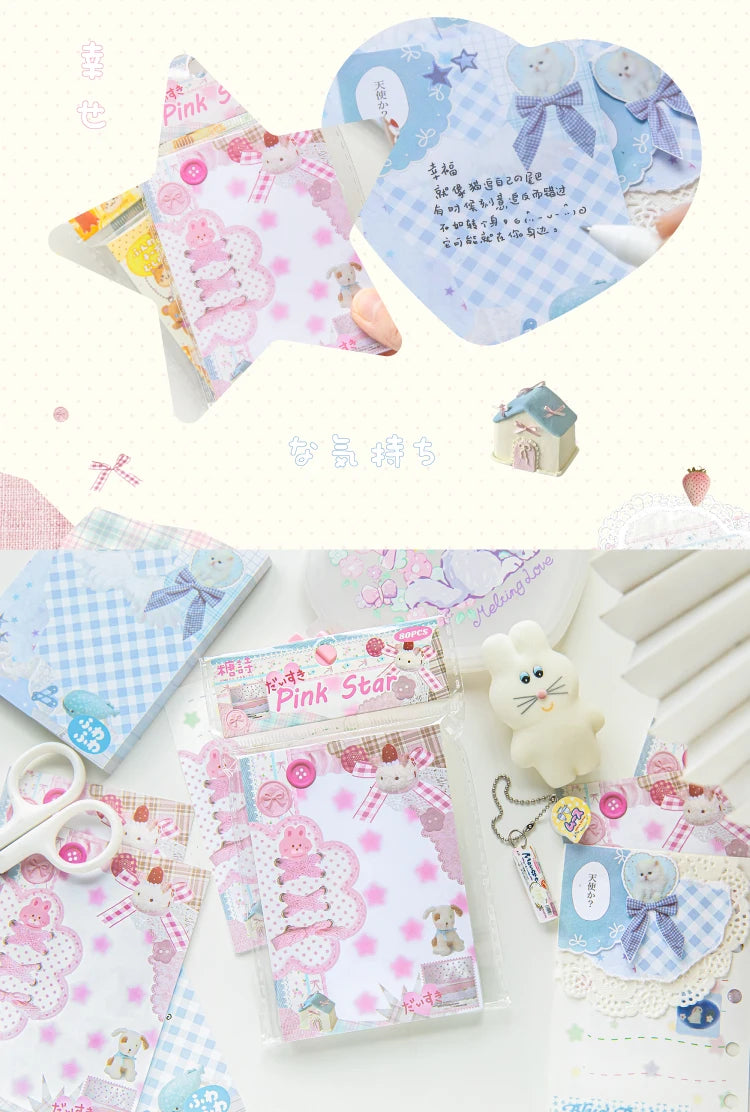 80pcs Kawaii Japanese Student Notebook Stationery School Office Supplies Planner Creative Handbook Decorative Paper