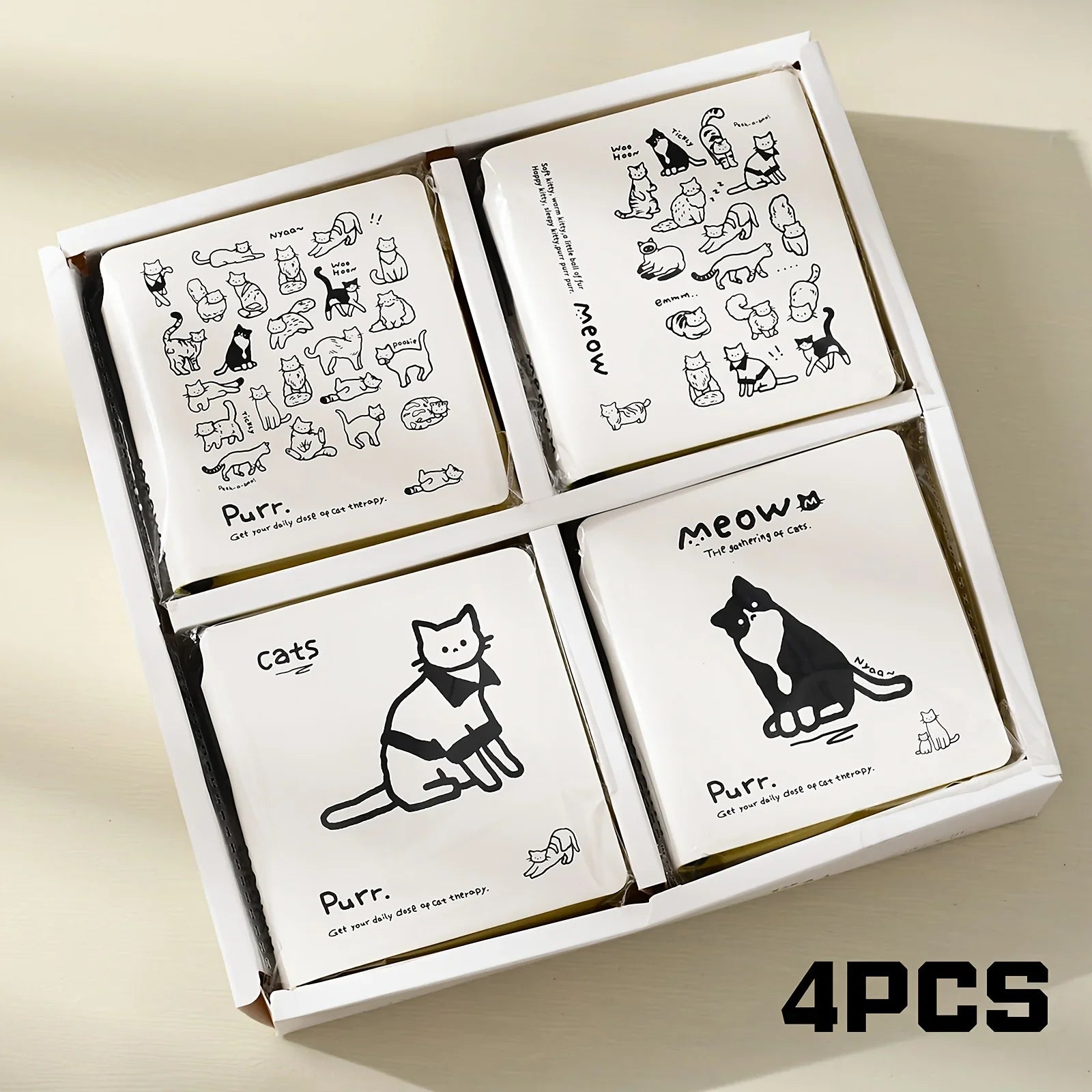 Cartoon Cat Notebook Paper Cover 224 Pages Notebook Print Pen Holder Travel Portable Office School Stationery Daily Memo Gift