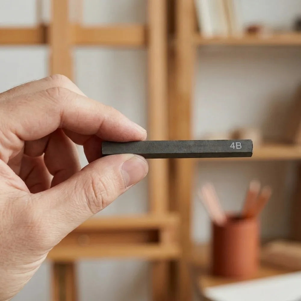 6PCS Square Shape Sketch Charcoal Sticks Break Resistant Pure Charcoal Drawing Charcoal 2.48in Square Charcoal Bars